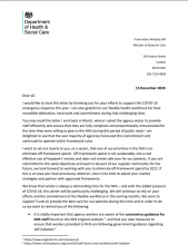 Agency staff: Letter from Helen Whately MP, Minister of State for Care